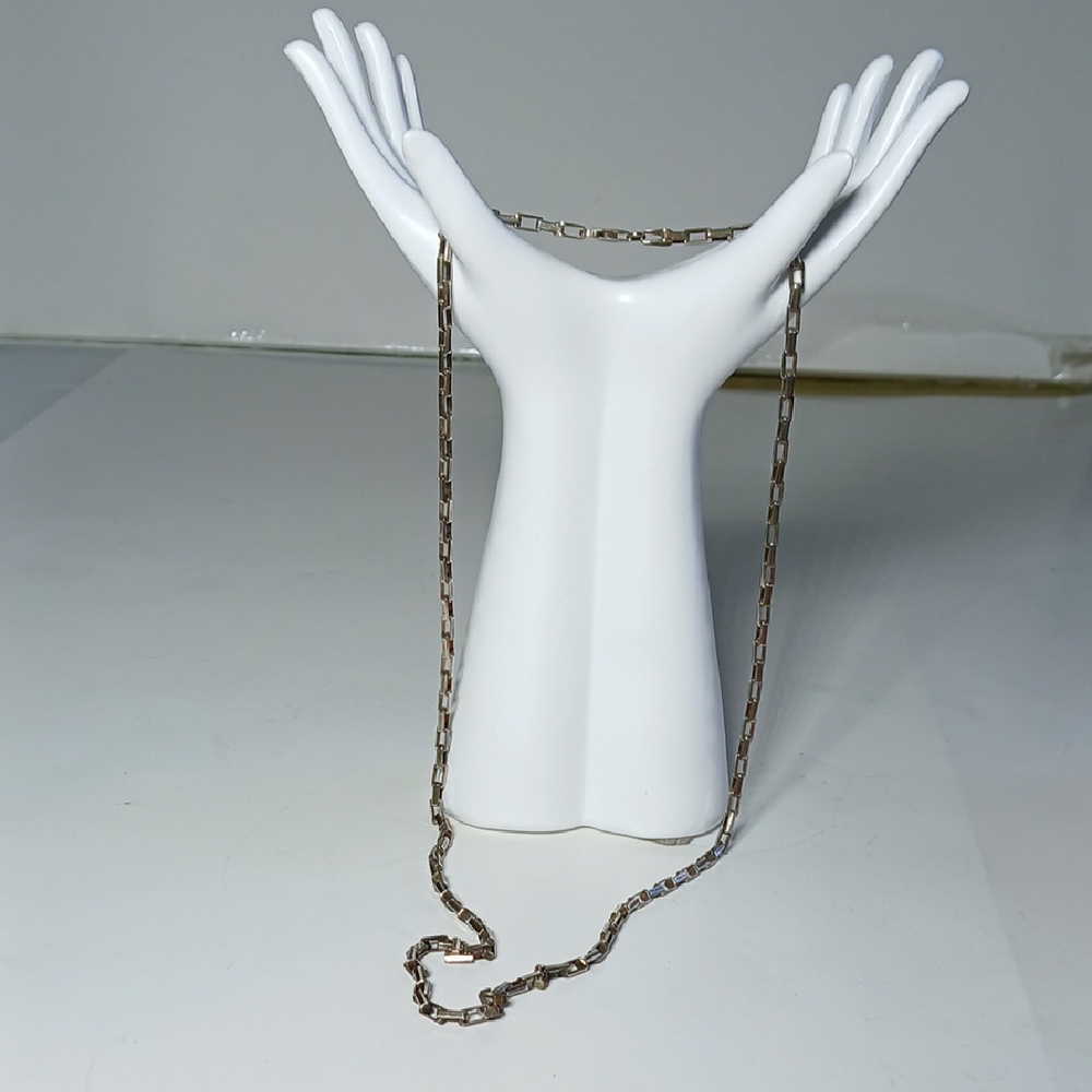 ✨ Sterling Silver Box Link Bullet Rolo Chain Necklace (23") Luxury